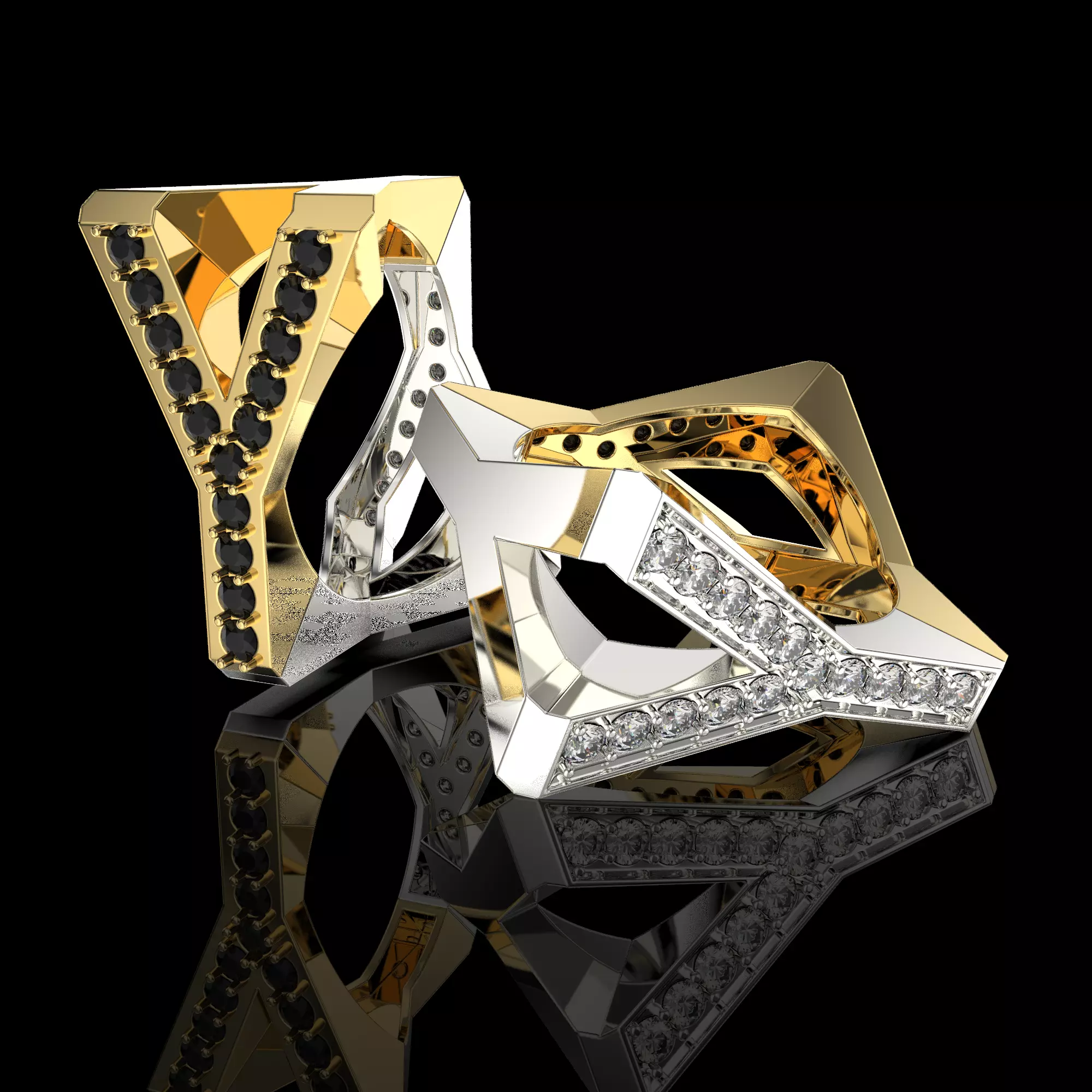 4Y4You gold and diamond ring 3D print model_0