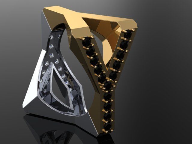 4Y4You gold and diamond ring 3D print model_3