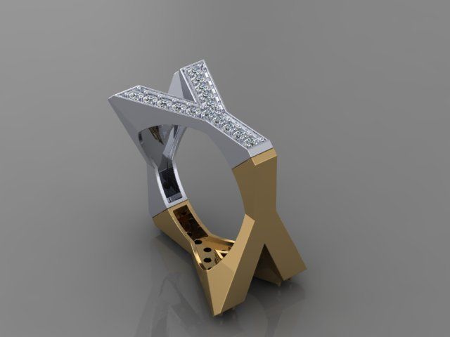 4Y4You gold and diamond ring 3D print model_1