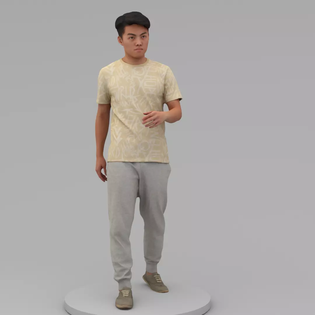 A Strong Man Walking Along 3D model