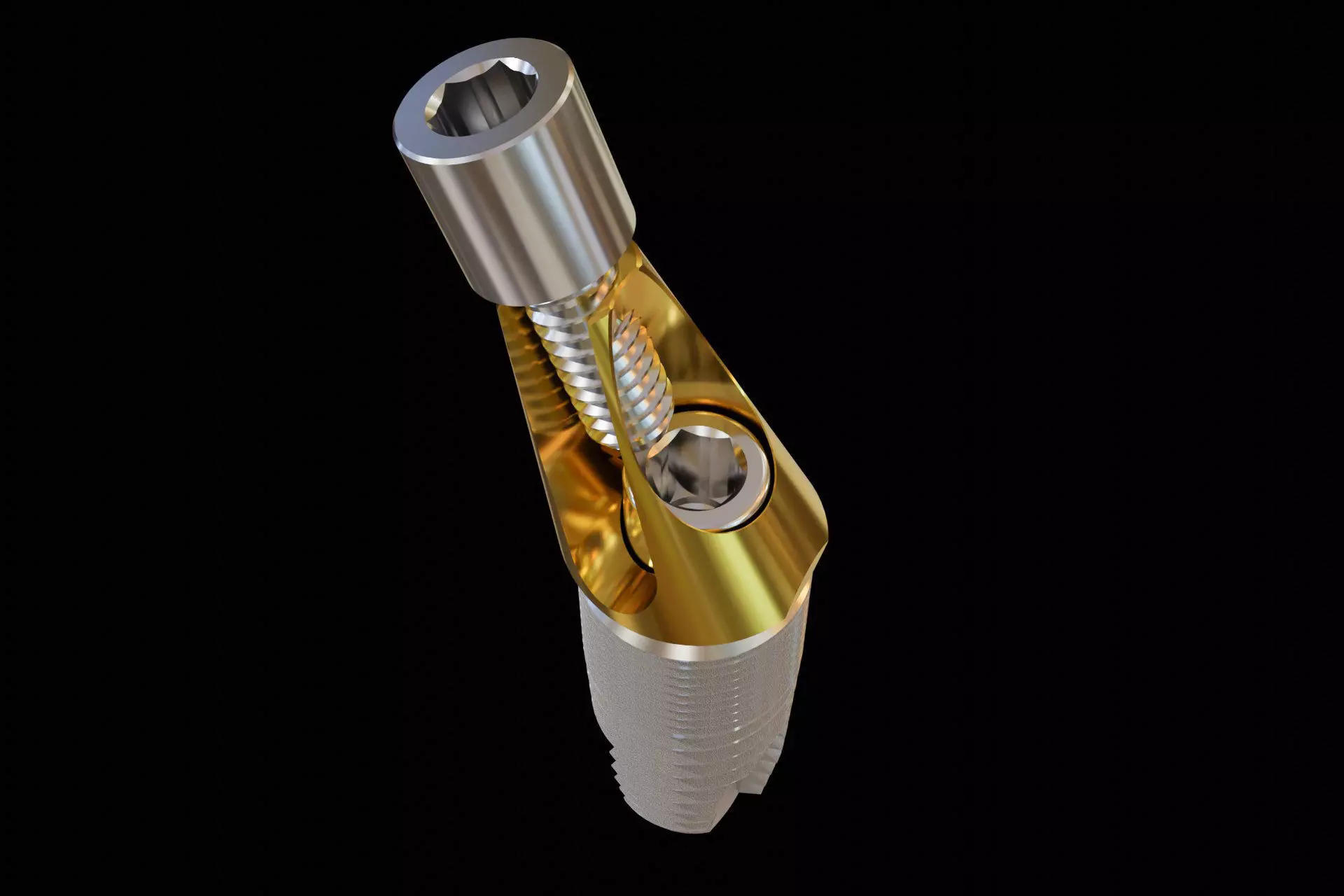 Angular abutment and sectional implant 3D model_0