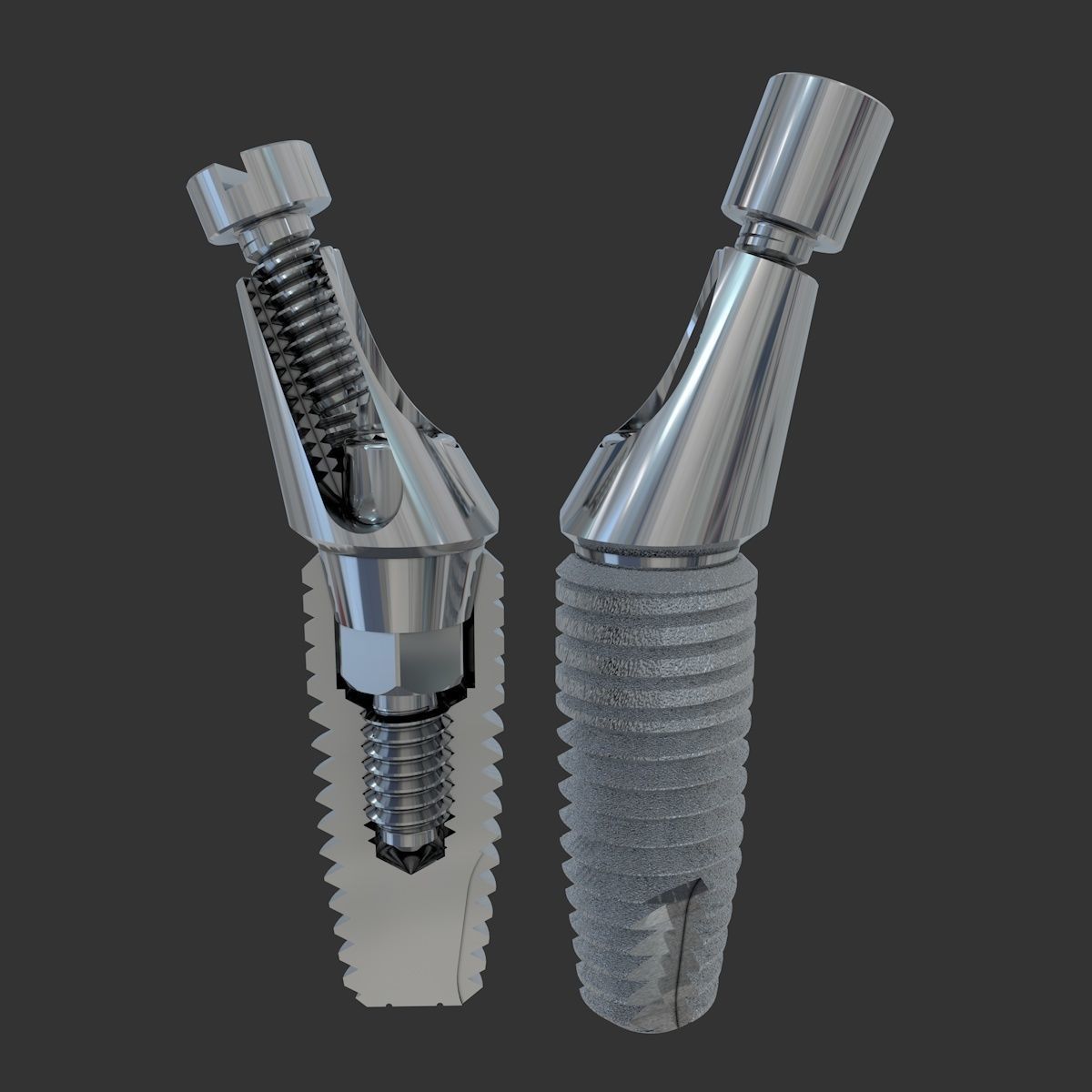 Angular abutment and sectional implant 3D model_4