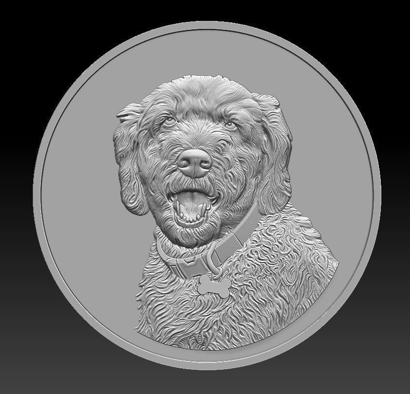 Dog Head Coin - relief - 2020 3D print model_2