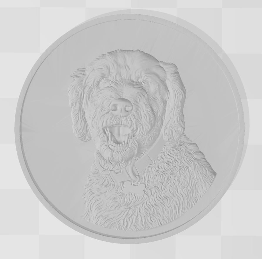 Dog Head Coin - relief - 2020 3D print model_4