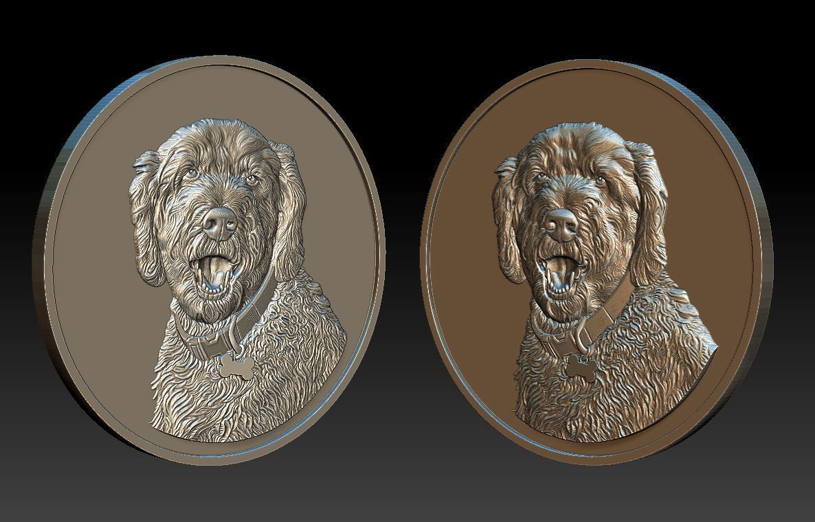 Dog Head Coin - relief - 2020 3D print model_1