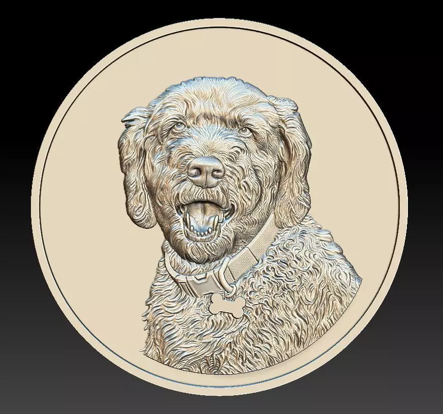 Dog Head Coin - relief - 2020 3D print model_0