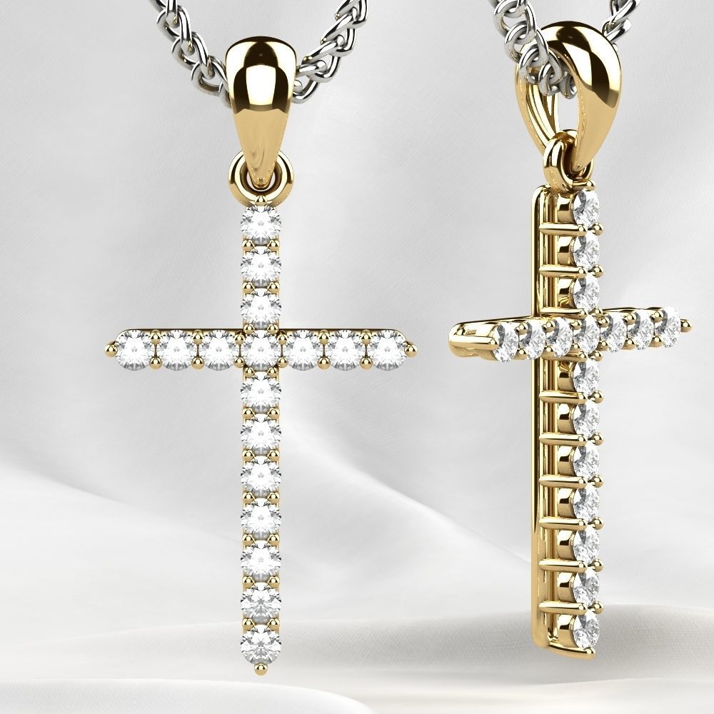 Tiffanys Style Cross Gold Pendant 3D print model_7