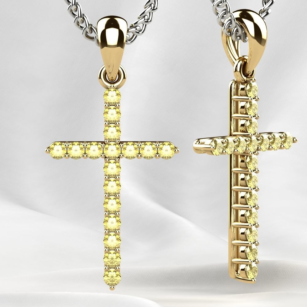 Tiffanys Style Cross Gold Pendant 3D print model_9