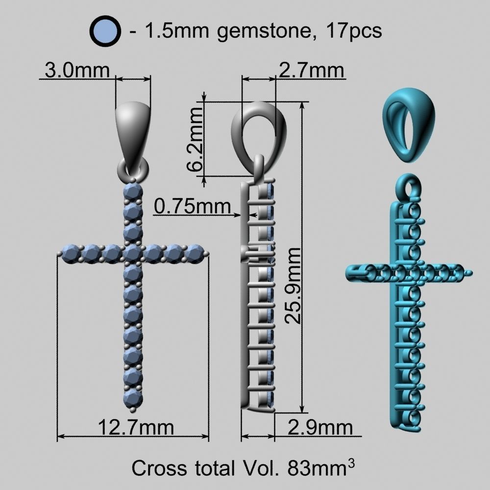 Tiffanys Style Cross Gold Pendant 3D print model_19