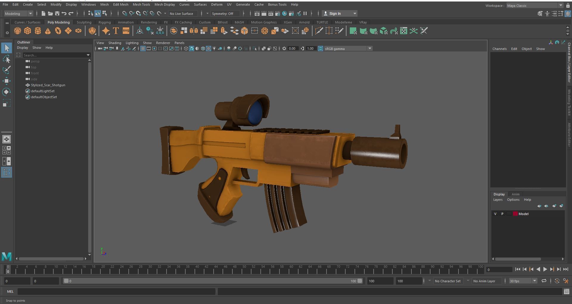 Cartoon Stylized Scar Shotgun 3D model_16