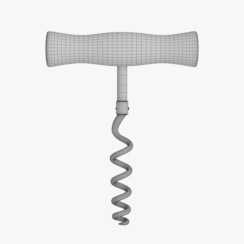 Wooden Corkscrew 3D model_3