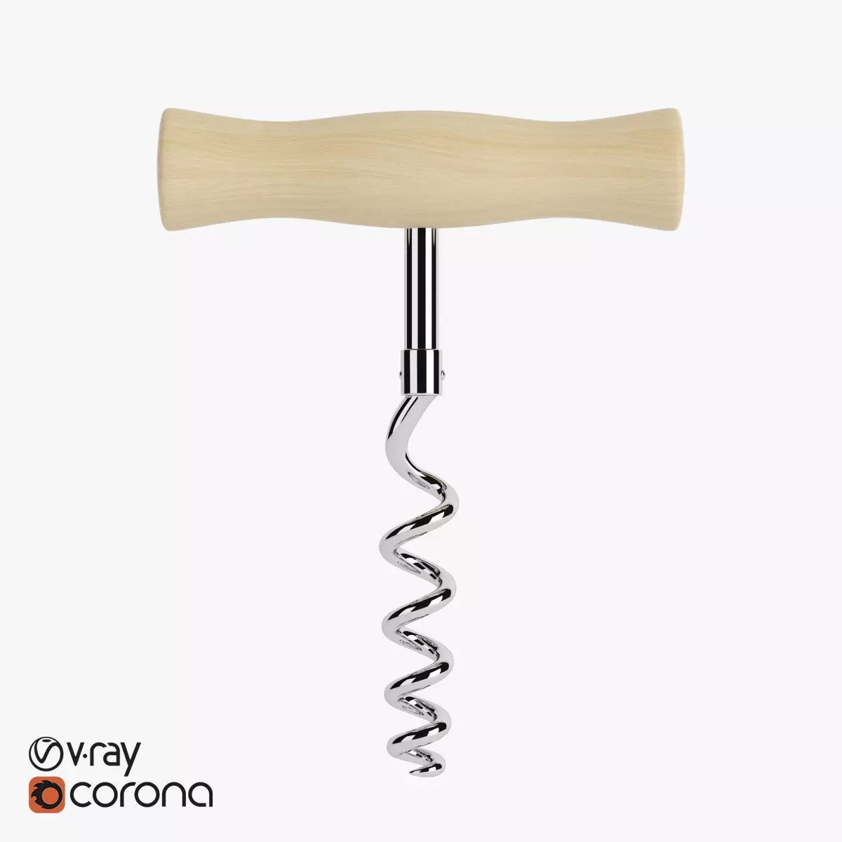 Wooden Corkscrew 3D model_0