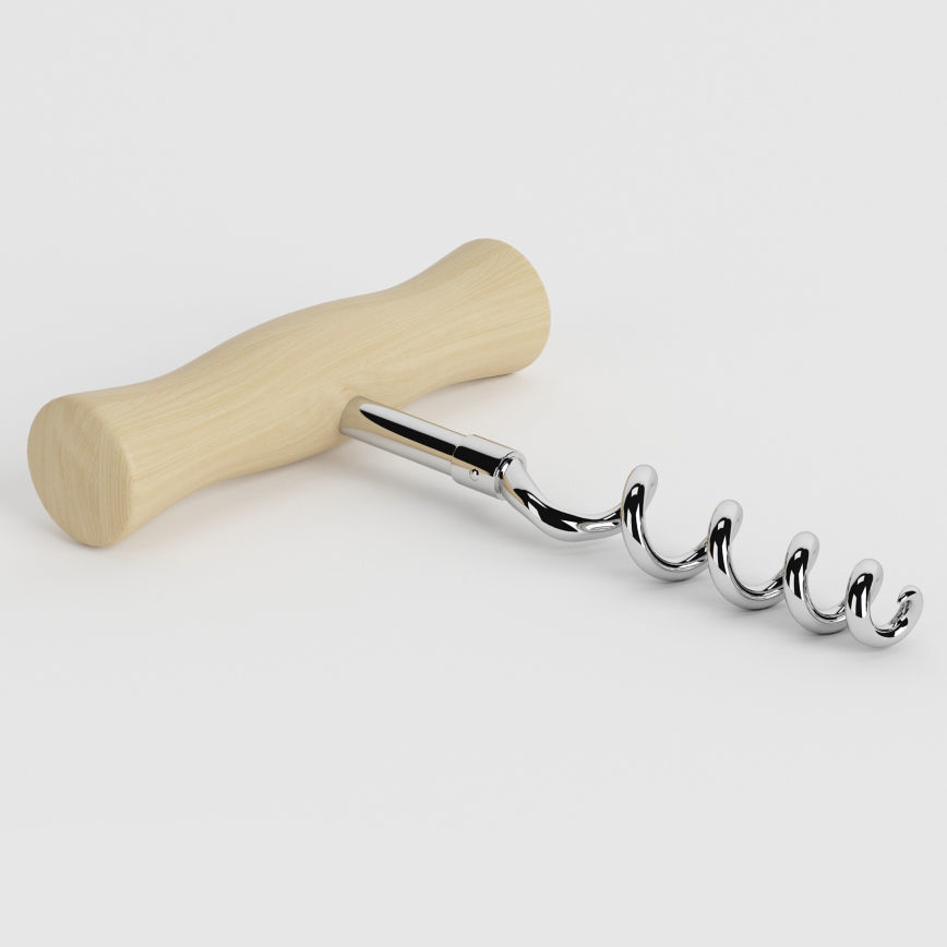 Wooden Corkscrew 3D model_2