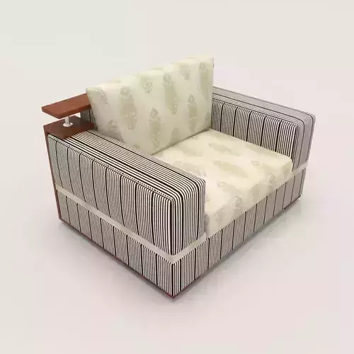 Armchair with striped fabric