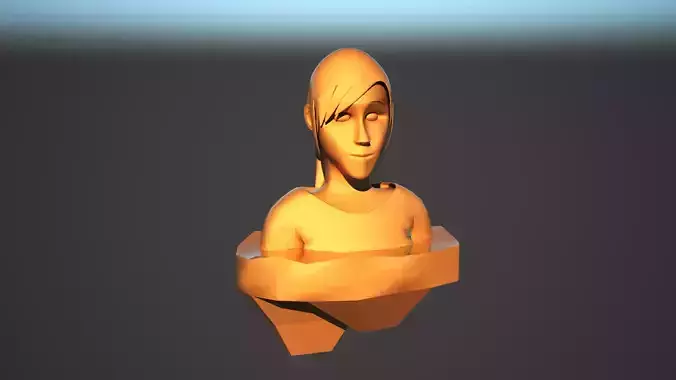 Girl 3d gold model low poly Low-poly 3D model