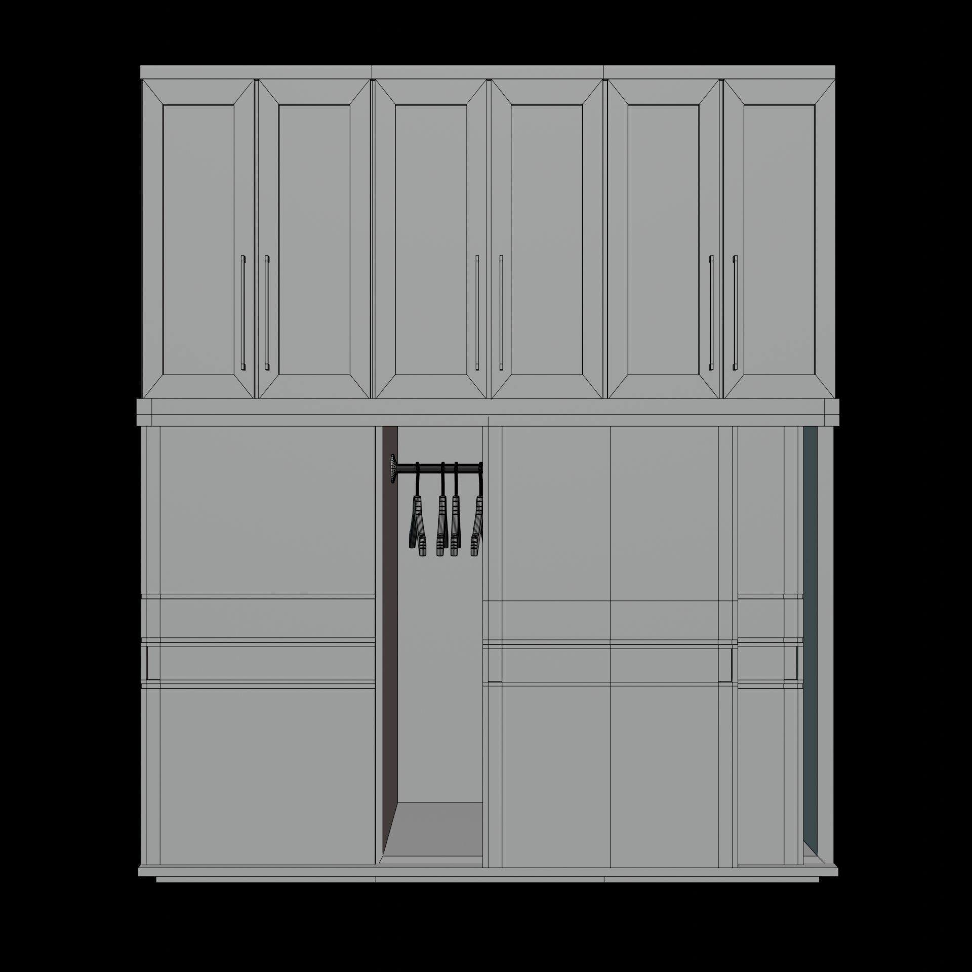 Wardrobe with doors and drawers 3D model_2
