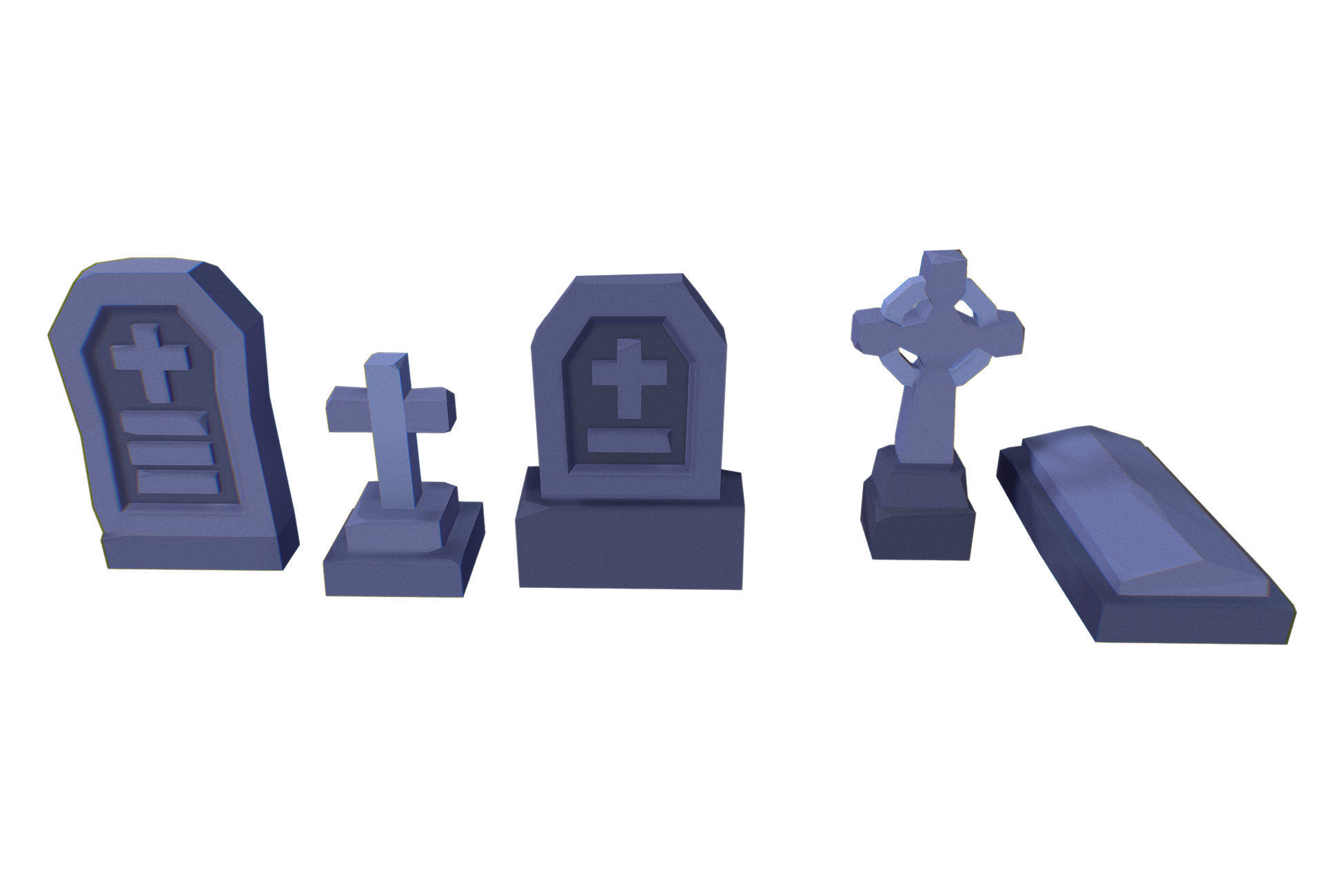 Halloween Set - Faceted Style Low-poly 3D model_8