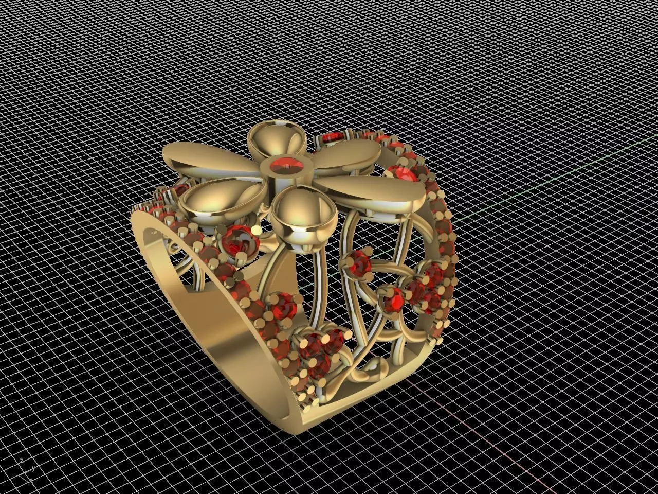 RING4 gold ring with stones Free 3D model
