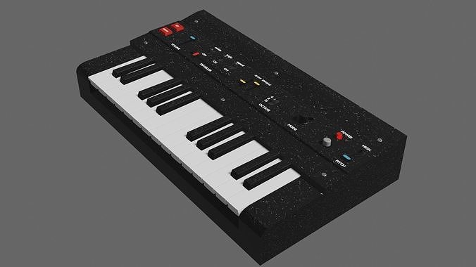 keyboard synthesizer Low-poly 3D model