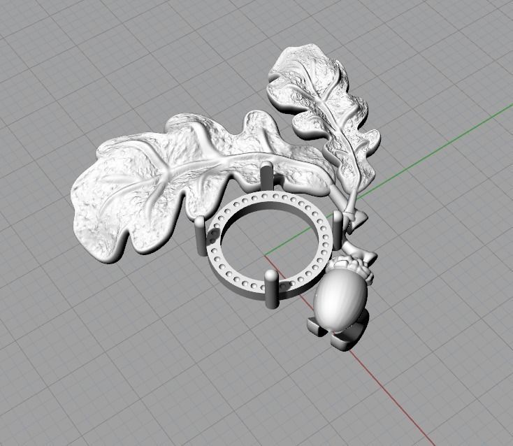  Brooch Acorn 3D print model_2