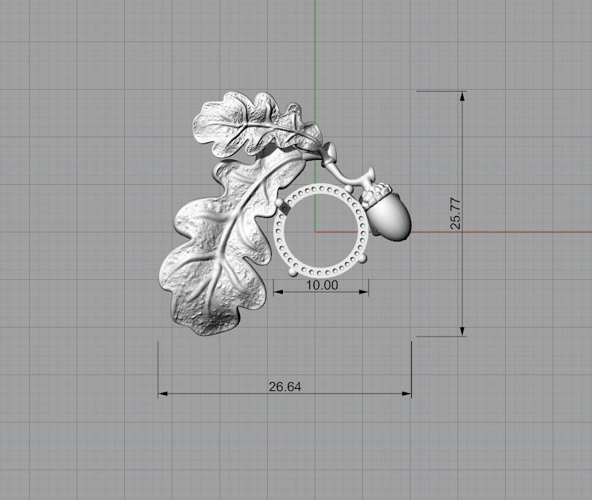  Brooch Acorn 3D print model_1