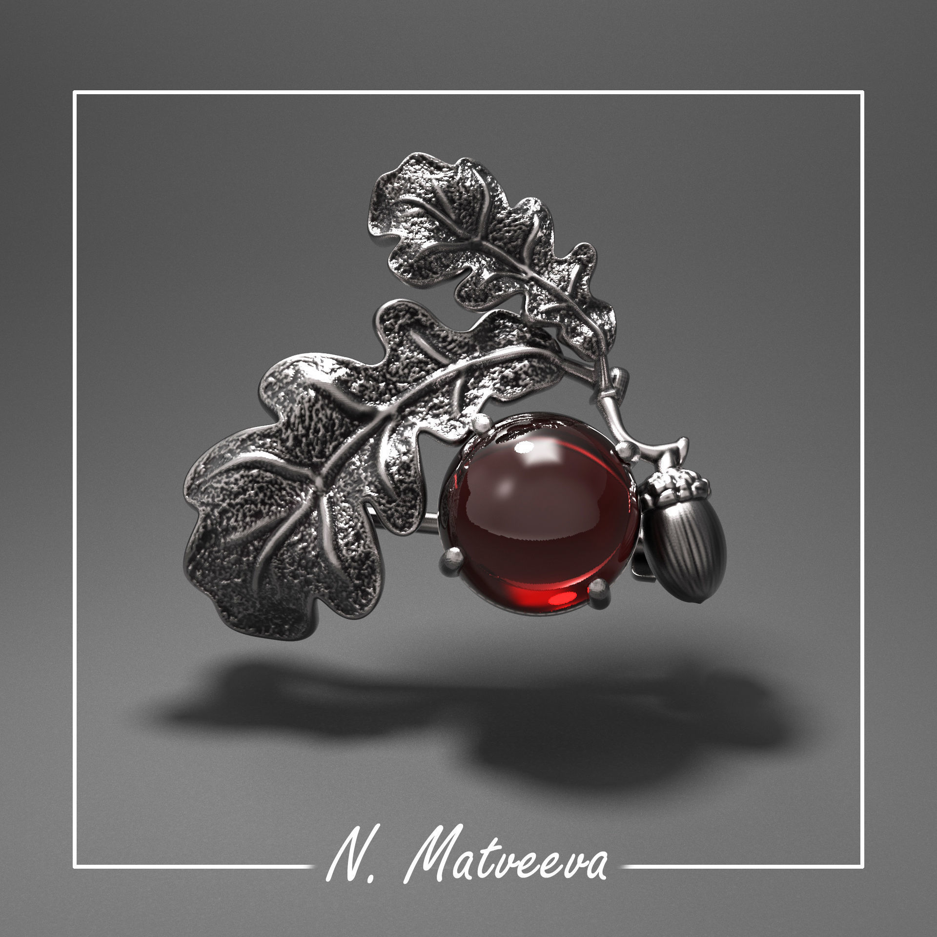  Brooch Acorn 3D print model_0