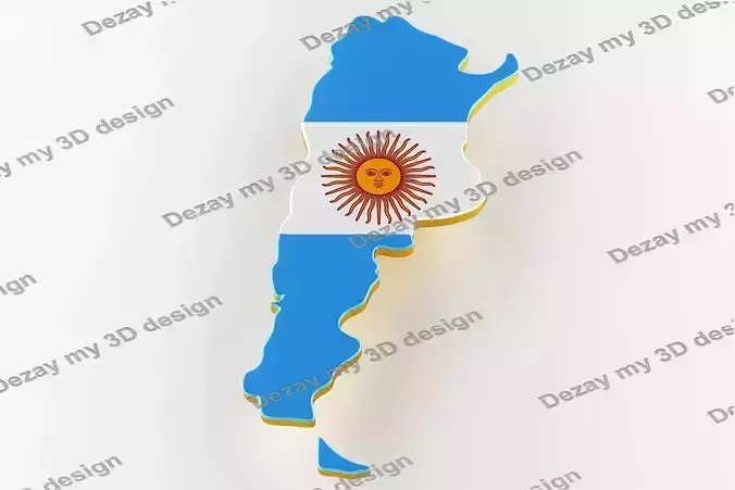Map of Argentina land border with flag