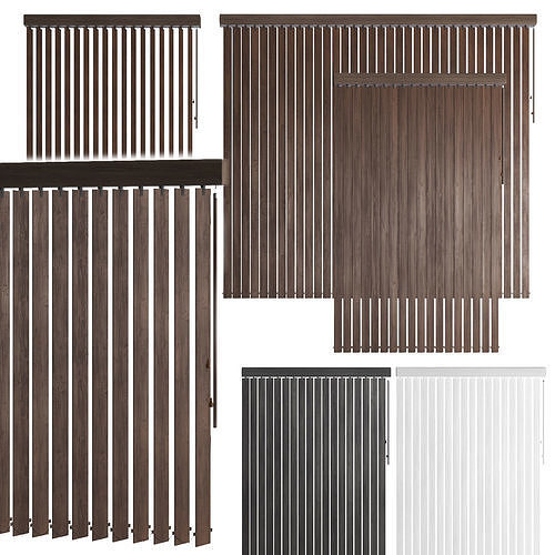 Vertical wooden blinds 3 options 3 colors 3D model