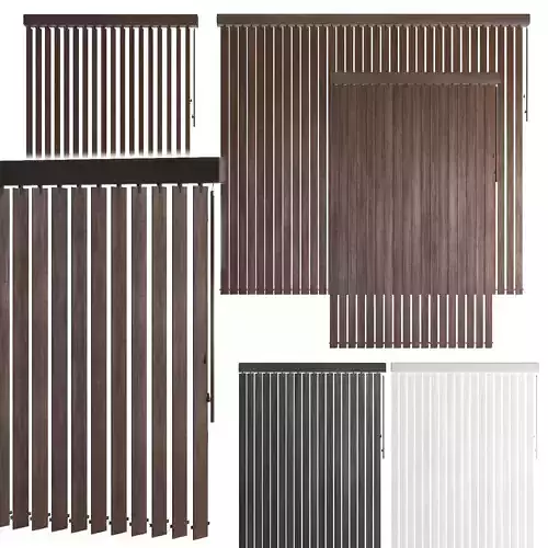 Vertical wooden blinds 3 options 3 colors 3D model