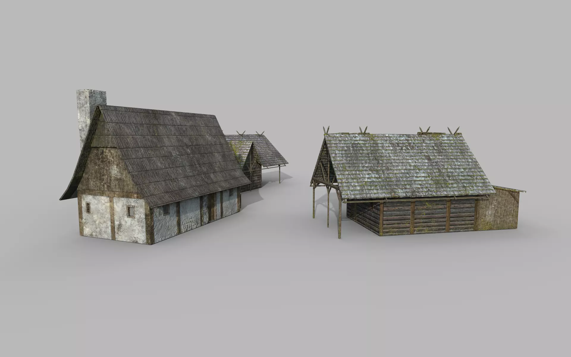 Lowpoly medieval houses 3D model_0