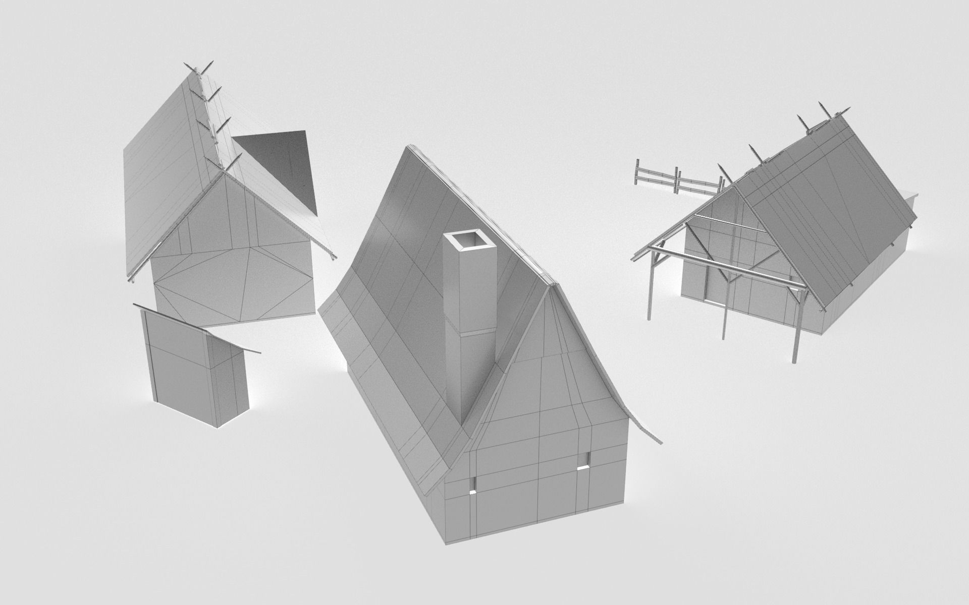 Lowpoly medieval houses 3D model_6