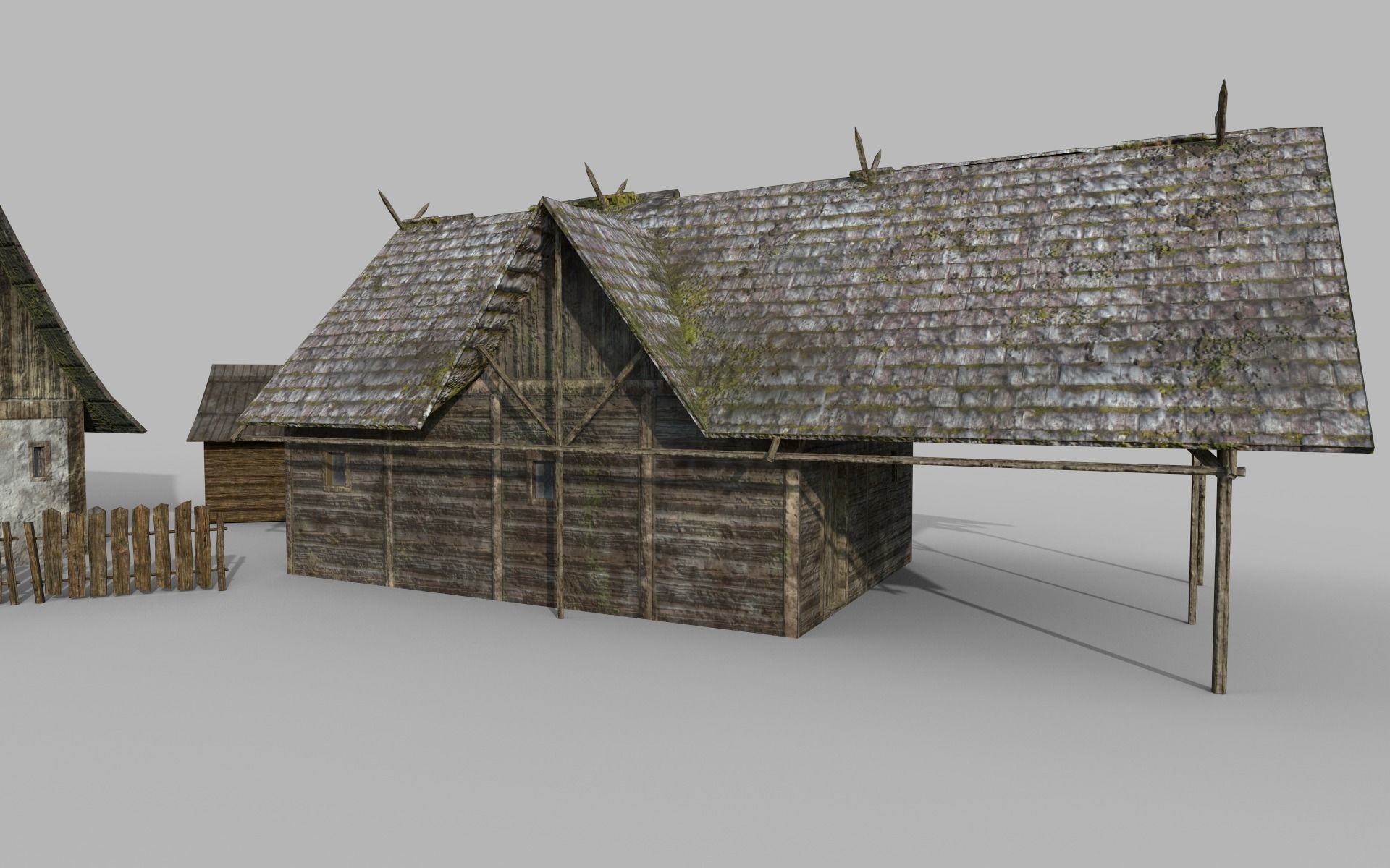 Lowpoly medieval houses 3D model_3