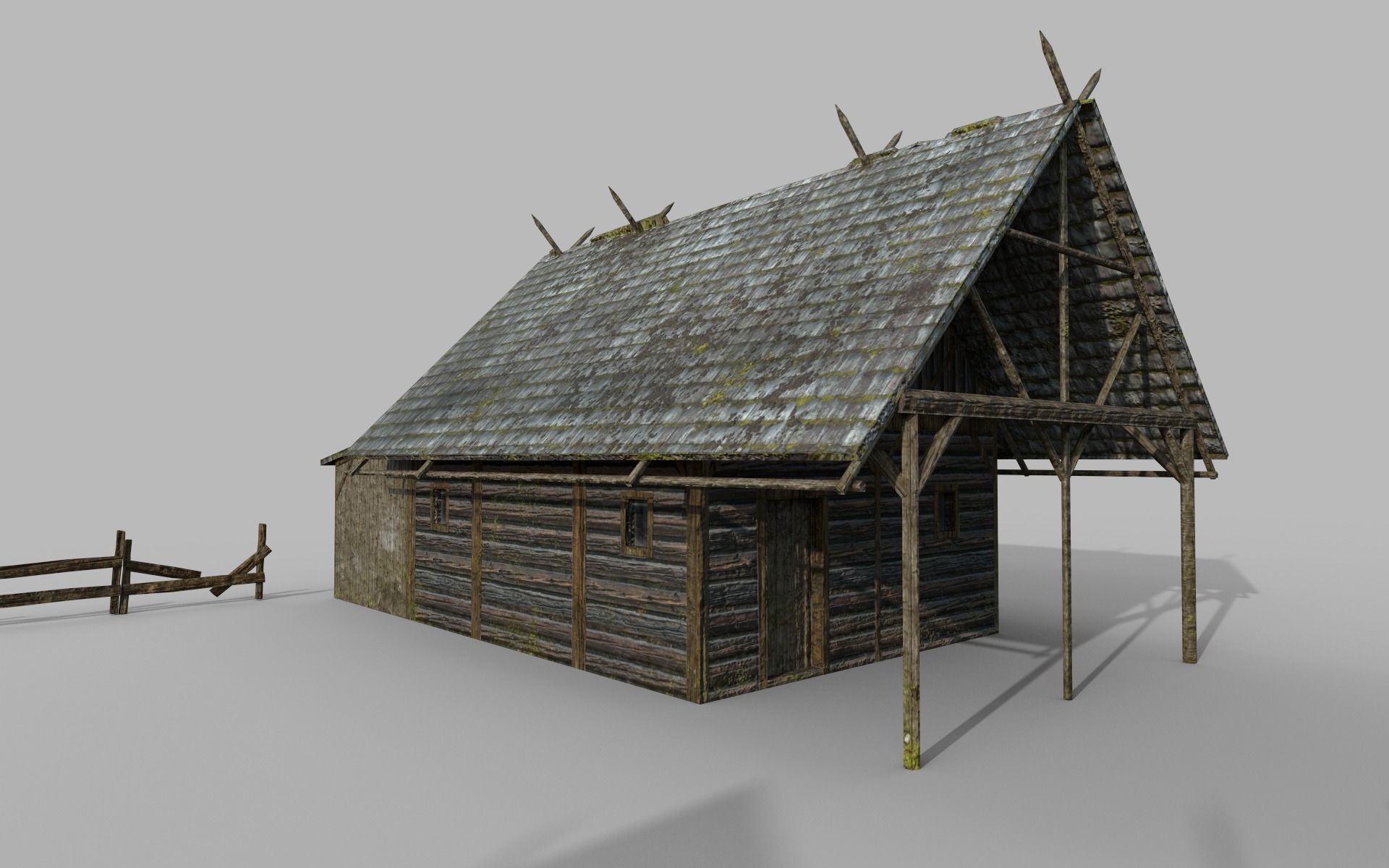 Lowpoly medieval houses 3D model_4