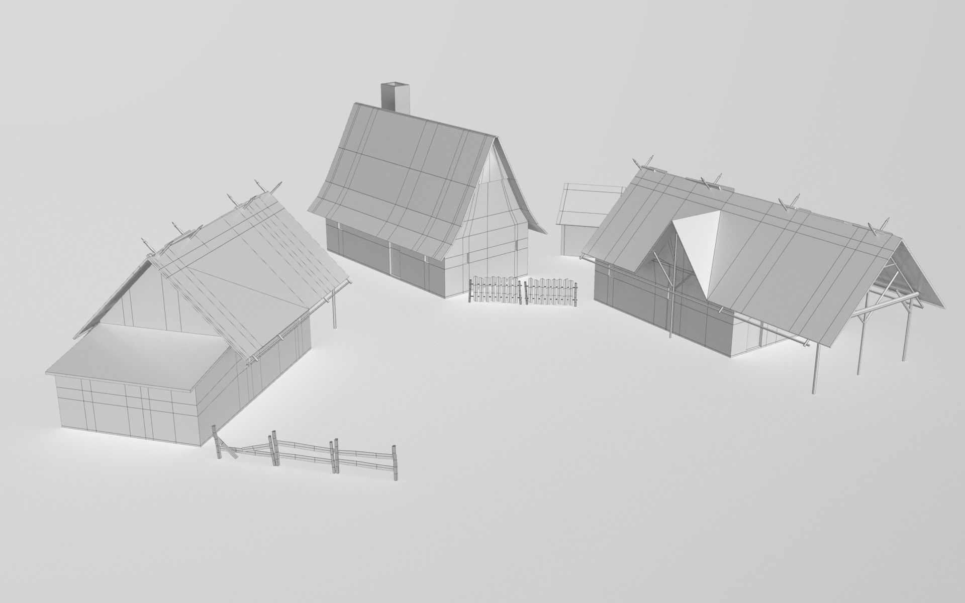 Lowpoly medieval houses 3D model_5