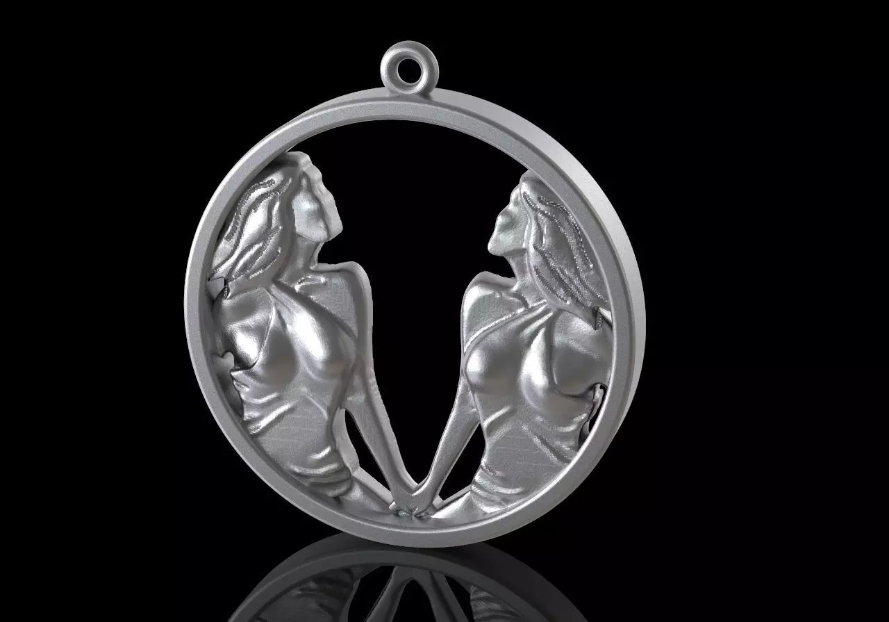 Gemini in circle 3D print model_0