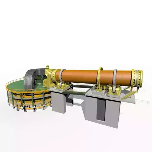rotary kiln furnace and annular cooler 3D model