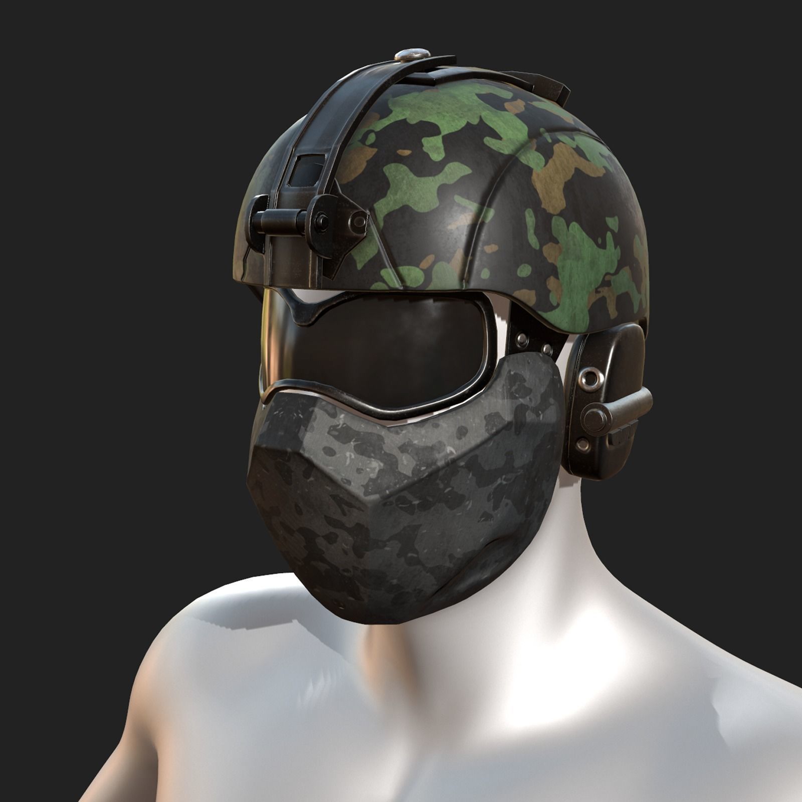 Helmet scifi military combat 3d futuristic technology Low-poly 3D model_4