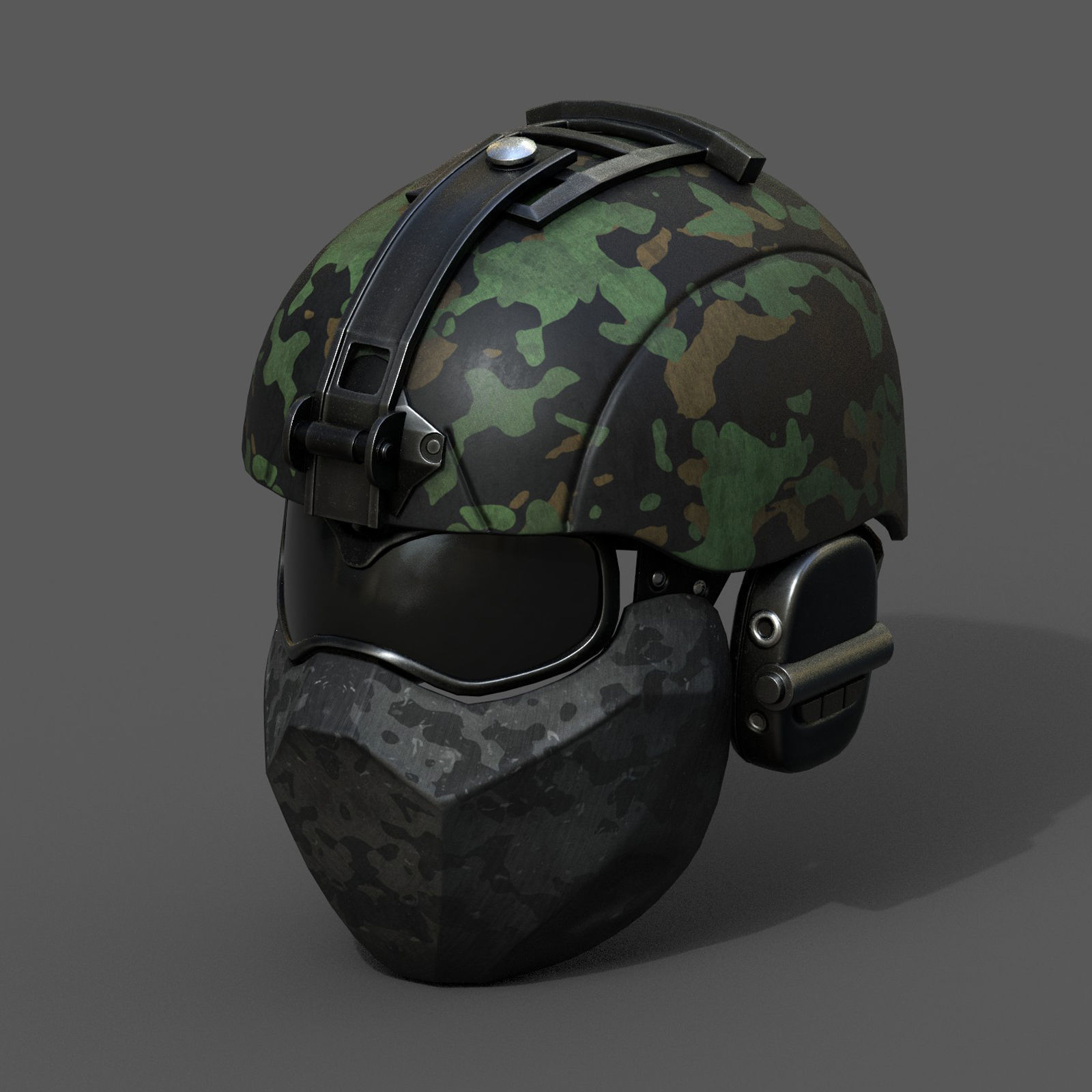 Helmet scifi military combat 3d futuristic technology Low-poly 3D model_2