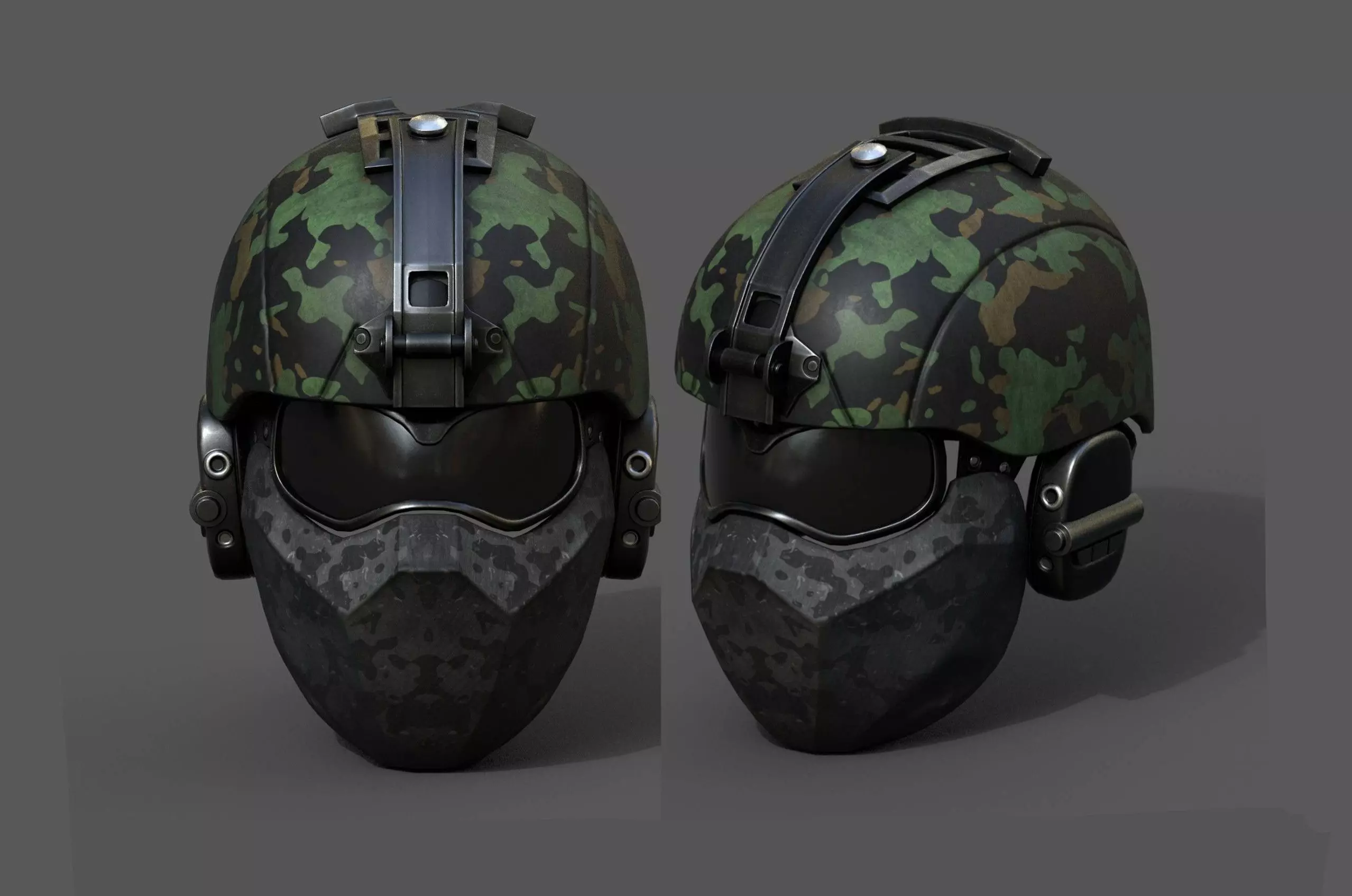 Helmet scifi military combat 3d futuristic technology Low-poly 3D model_0