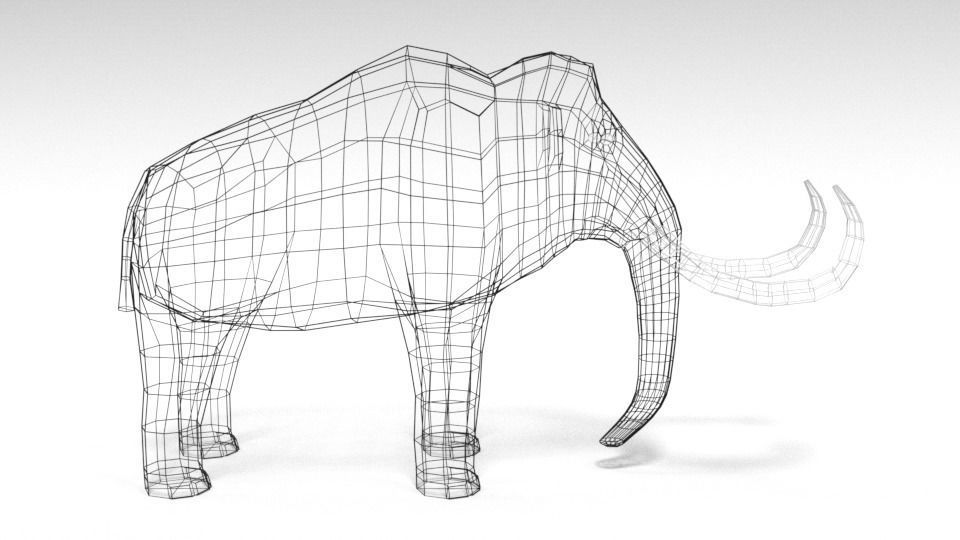 Low Poly Cartoon Mammoth Low-poly 3D model_14