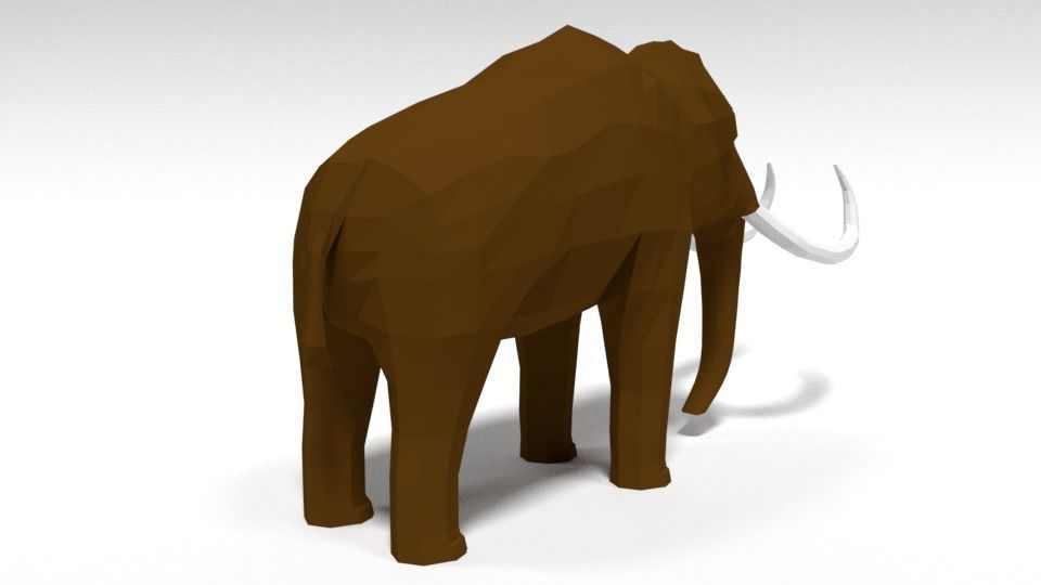 Low Poly Cartoon Mammoth Low-poly 3D model_4