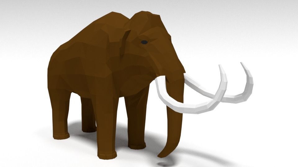 Low Poly Cartoon Mammoth Low-poly 3D model_6