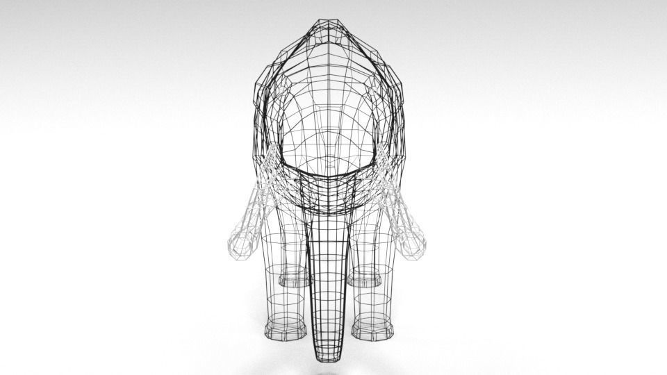 Low Poly Cartoon Mammoth Low-poly 3D model_16