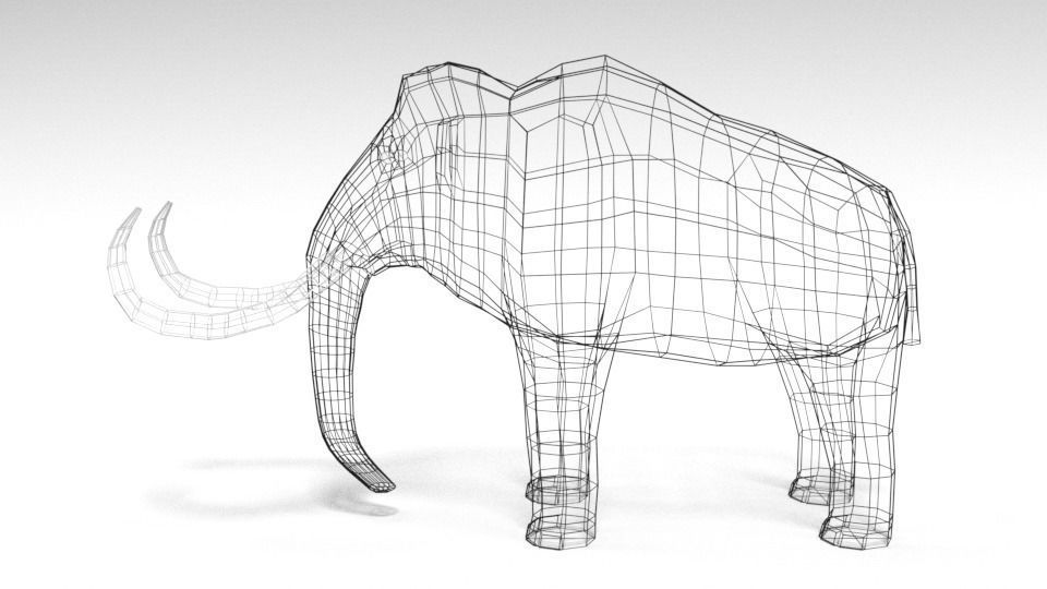 Low Poly Cartoon Mammoth Low-poly 3D model_10