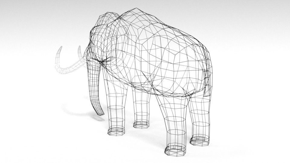 Low Poly Cartoon Mammoth Low-poly 3D model_11