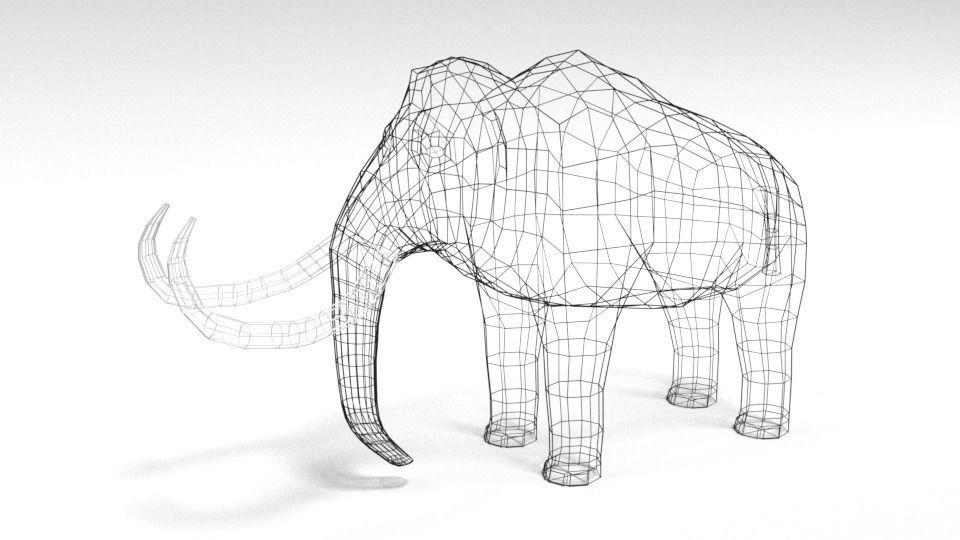 Low Poly Cartoon Mammoth Low-poly 3D model_9