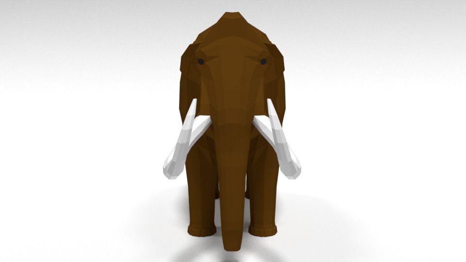 Low Poly Cartoon Mammoth Low-poly 3D model_7