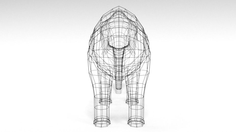 Low Poly Cartoon Mammoth Low-poly 3D model_12