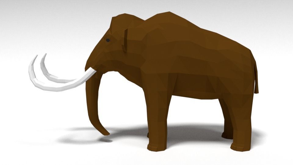 Low Poly Cartoon Mammoth Low-poly 3D model_1