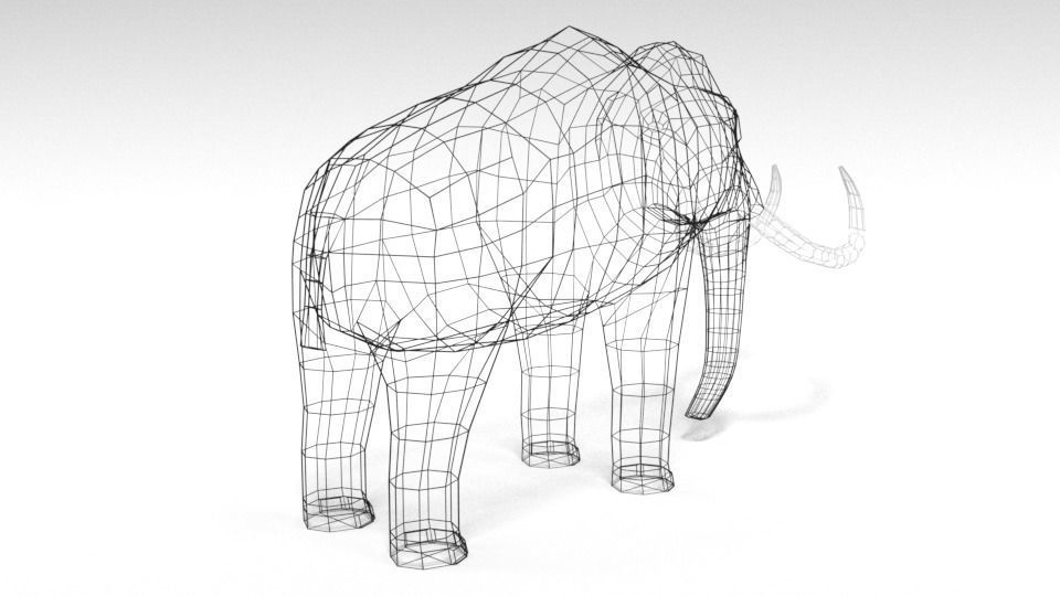 Low Poly Cartoon Mammoth Low-poly 3D model_13